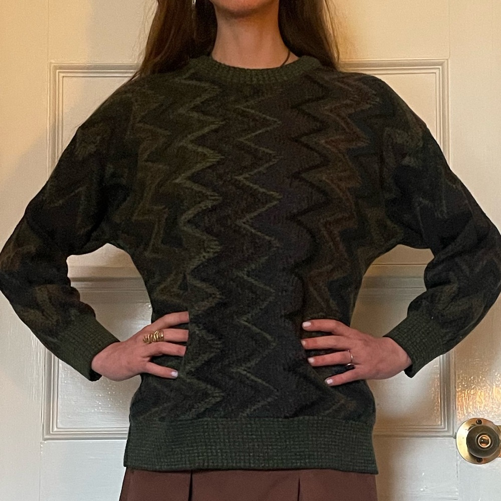 Vintage Grandpa Green Knit Sweater